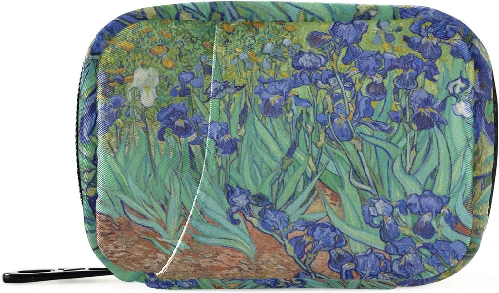 Naanle Irises Van Gogh 7 Day Pill Case Bag Travel Pill 주최자 지퍼 휴대용 주간 케이스 컴팩트 사이즈 비타민 보충 홀더