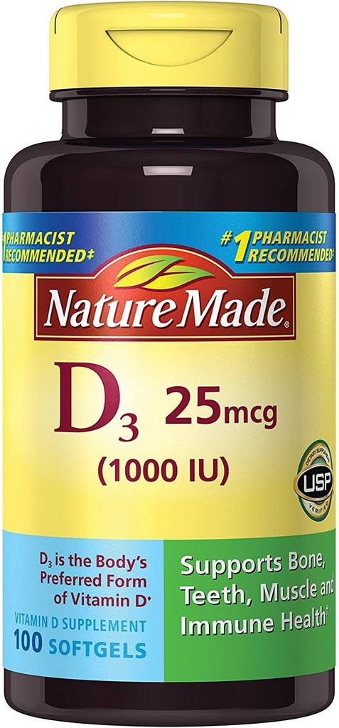 성격은 Vit D-3 1000Iu, 100 CT를 만들었습니다 (3의 포장)