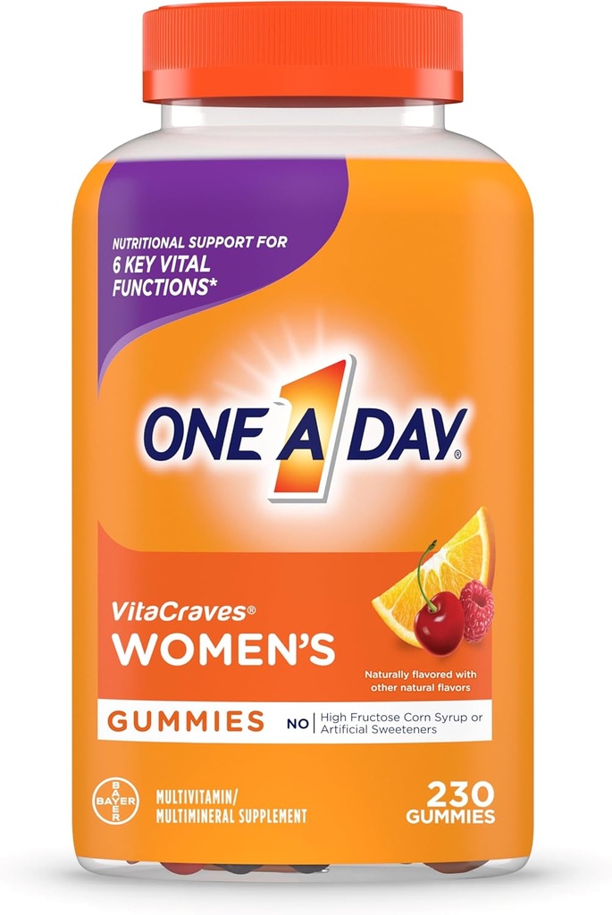 1 A Day Women 's Multivitamin Gummies, 비타민 A, C, E, 비타민 D 및 아연을 가진 여성을위한 멀티 비타민 면역 지원, 230 조사