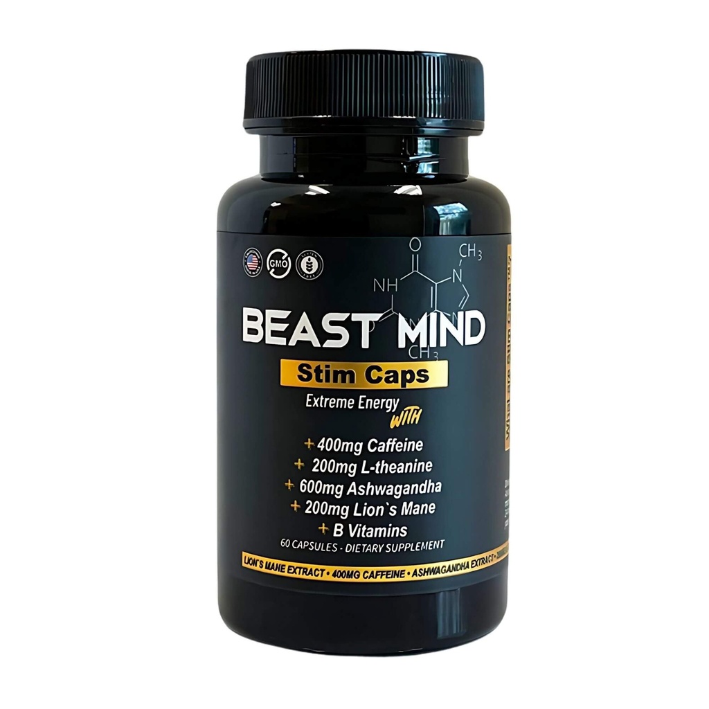 극한 에너지 약 | 400mg 카페인 | 600mg Ashwagandha | 200mg Lion Mane | Beast Mind로 에너지 및 초점 및 계류 증가