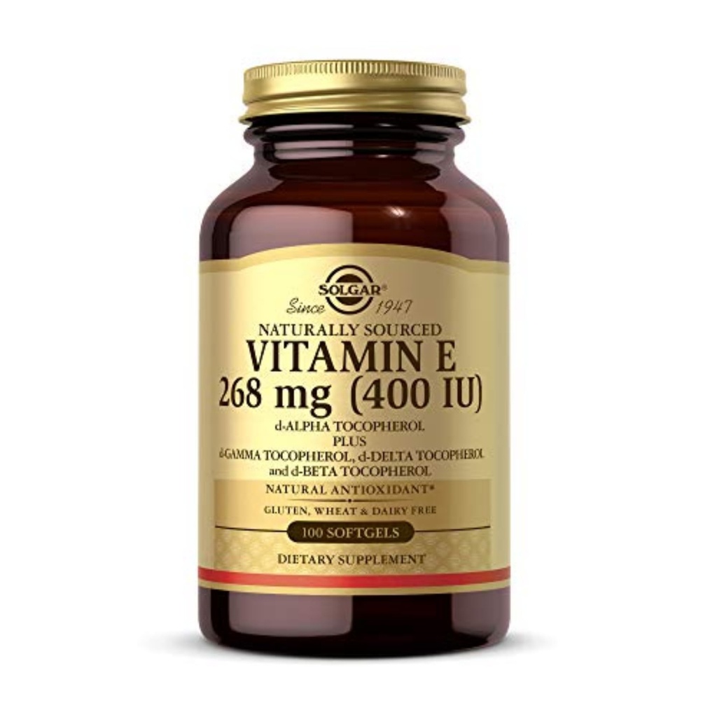 Solgar 비타민 E 268 MG (400 IU) (d 알파 Tocopherol & 혼합 Tocopherols), 100 Softgels - 지원 면역 체계 & 피부 영양 - 자연적인 산화 방지제 - 글루텐 자유로운, 낙농장 자유로운 - 100개의 서빙