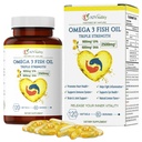 오메가 3 트리플 힘 EPA DHA 보충교재 - 2500mg 레몬 맛있은 Burpless 물고기 기름 - 높은 힘 900mg EPA 600mg DHA는 순환, 뇌, 심장, 눈, 피부, 뼈 & 합동 - 120 Softgels를 지원합니다
