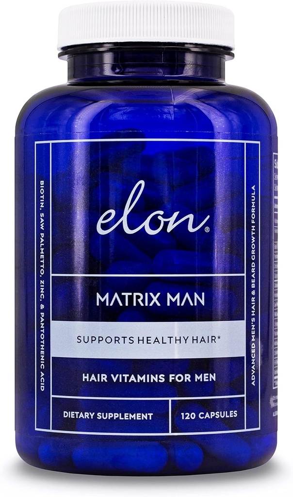 Elon Matrix Man - 60 일 공급 - 남자를위한 머리 성장 비타민 - 톱 팔로토 & 바이오틴 고급 공식 비타민 - 건강한 곰 성장 촉진 - (120 캡슐)