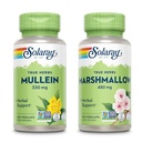 SOLARAY Mullein 잎 330 mg 및 Marshmallow 뿌리 480 mg - 웰빙 번들 - Soothing 지원을위한 Mucilage 수용성 섬유에서 높은 허브 - Vegan, Non-GMO, Lab Verified, 60 일 보증, 200 / 100 VegCaps