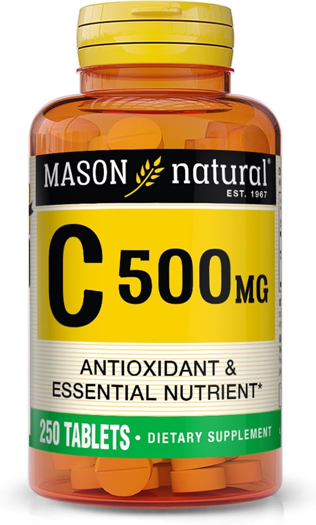 MASON NATURAL 비타민 C 500 mg - 건강한 면역 체계, 산화 방지제 및 정유, 250의 정제를 지원합니다