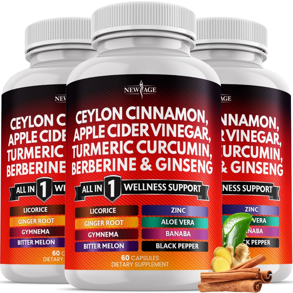 Ceylon Cinnamon, Turmeric, Apple Cider Vinegar, Ginseng, Aloe Vera, Berberine Plus Banaba, 생강 뿌리 - 180 개