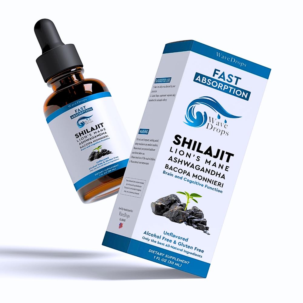 Lion's Mane - Shilajit - Ashwagandha - Bacopa Monnieri Liquid Drops | Stress, Memory Booster, Focus | 모든 천연 성분 1Fl Oz (1)