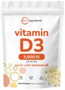 마이크로 성분 비타민 D3 5,000 IU, 500 Softgels | 버진 코코넛 오일 | Cholecalciferol Form | 뼈, 면역 및 심장 지원 | 삼키기가 쉽고, 비 GMO