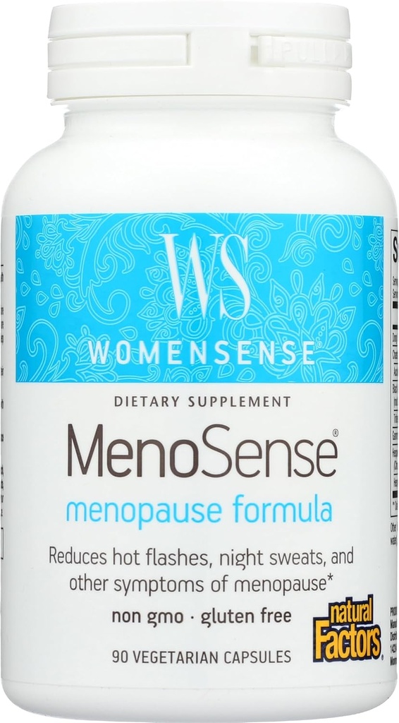 Natural Factors의 WomenSense MenoSense, Menopause Symptoms, Vegan, Non-GMO, 90 캡슐을 개선하는 자연적인 보충교재