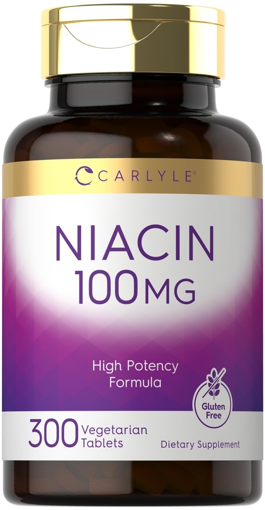 Carlyle Niacin 100mg | 300 채식 타블렛 | Non-GMO, 글루텐 프리 | 높은 효능 공식