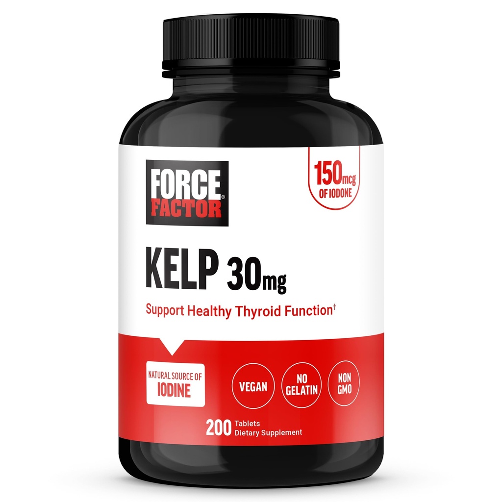 유기 Kelp에서 Iodine를 위한 FORCE FACTOR Kelp는 Thyroid 건강, 힘 면역력 및 소화, Vegan, 젤라틴 없음, 비 GMO 150mcg, 200의 정제를 지원합니다