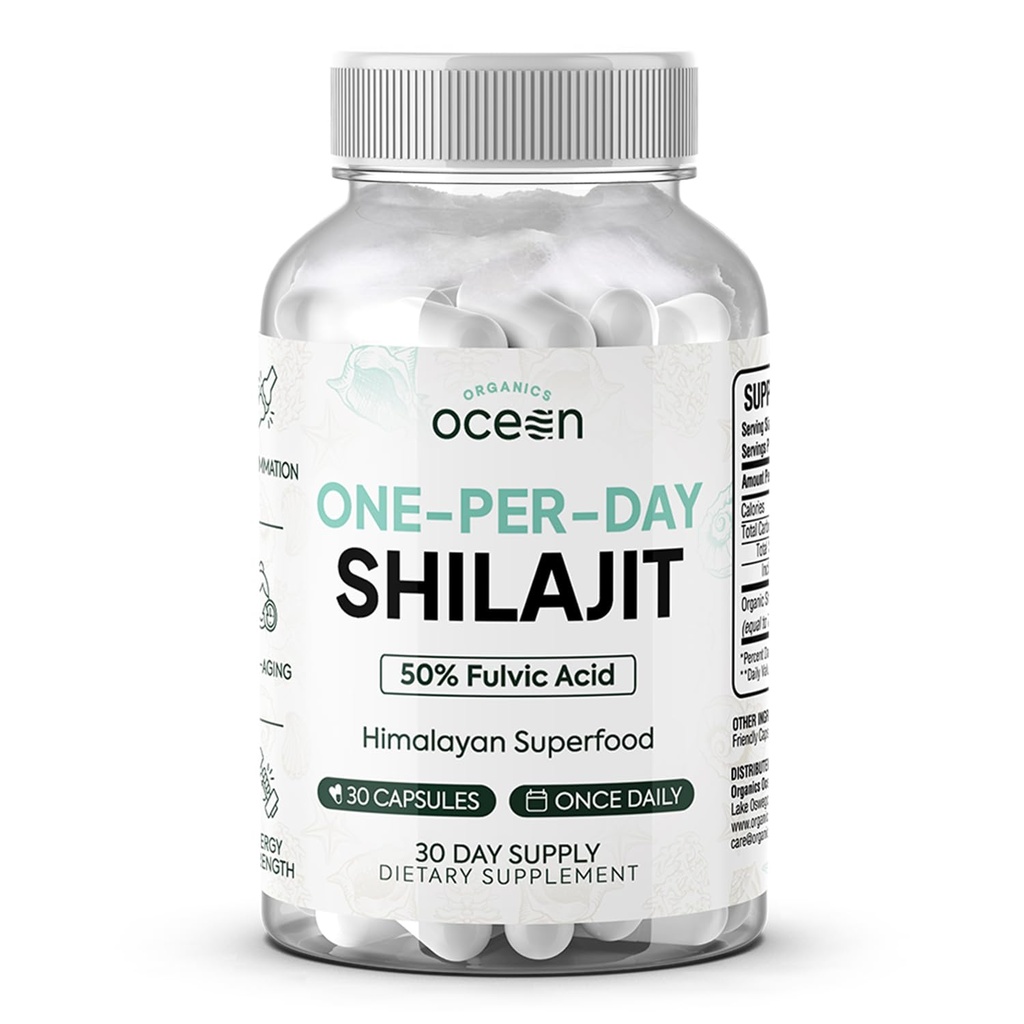 유기 바다 남자와 여자를 위한 일 Shilajit - 나이를 위한 자연적인 Shilajit 보충교재, 뼈 힘, 호르몬 지원 및 더 많은 것 - 30 Shilajit 캡슐