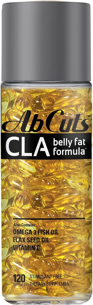 CLA Belly Fat Formula - 120 Easy-to-Swallow Softgels - 오메가 3 생선 오일, Flaxseed 오일 및 비타민 E - Antioxidant 공급 및 건강한 신체 구성을 증가시키는 데 도움이됩니다.