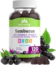 아이를 위한 까만 Sambucus Elderberry Gummies – 면역 부스트를 위한 비타민 C와 비타민 D3를 가진 면역 지원 보충교재 – 채식주의자, 비 GMO, 글루텐 자유로운, 견과 및 낙농장 자유로운 – 120의 Gummies (1의 포장)