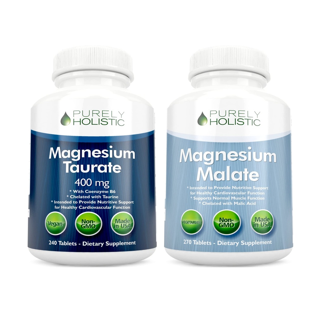 마그네슘 타우 레이트 400mg + 마그네슘 말레이트 400mg - 높은 생체 이용 가능 - 높은 흡수 번들 - 270 + 270 채식 정제