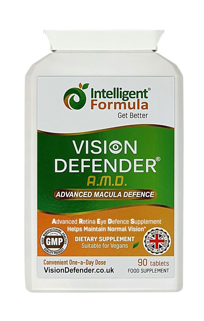 Vision Defender AMD AREDS2 Eye Vitamins - Lutein & Zeaxanthin, 비타민 C 및 E, 아연 25 mg 및 구리가있는 정확한 AREDS 2 공식 - 매일 Vegan Eye Health Supplement, 90 정제