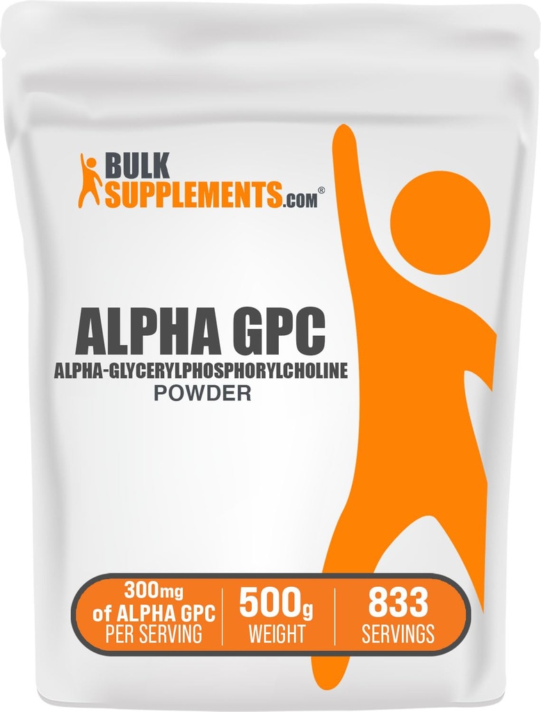 BulkSupplements.com 알파 GPC 분말 - 콜린 보충 교재, 알파 GPC 300mg - Unflavored & 글루텐 무료, 봉사 당 600mg, 500g (1.1 파운드) (팩 1)