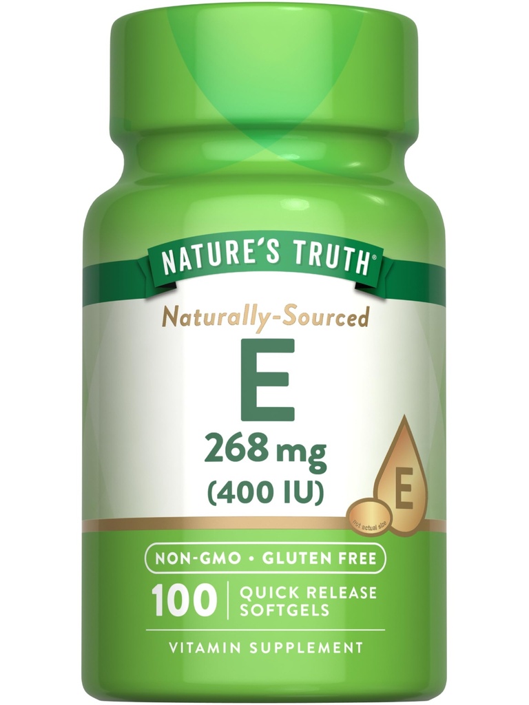 자연의 진실 비타민 E 400 IU Softgels | 268mg | 100개 조사 | 비 GMO & 글루텐 자유로운 보충교재