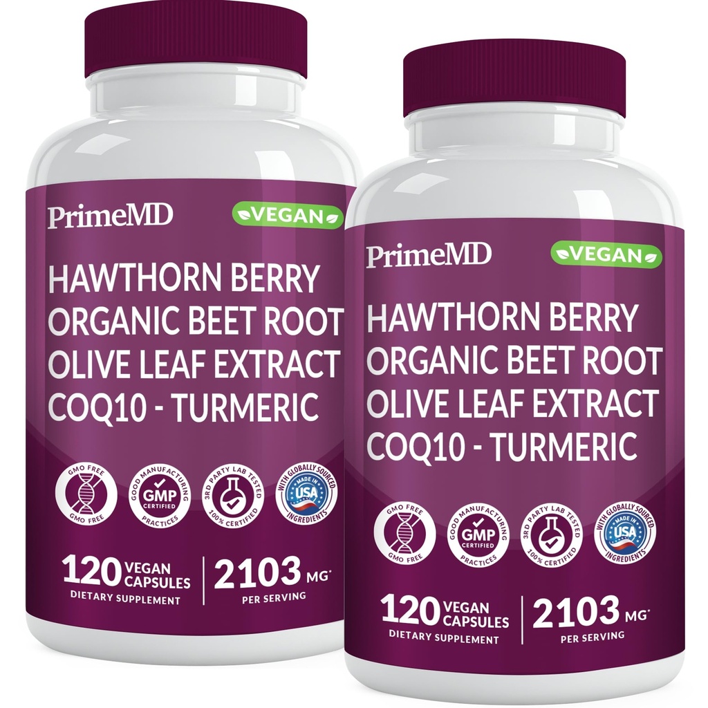 26-in-1 Nitric 산화물 보충교재 - CoQ10, Turmeric, 유기 사탕 뿌리, Hawthorn Berry & Garlic - 봉사 당 2103mg (120ct, 2)
