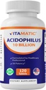 Vitamatic Acidophilus Probiotic - 10 억 CFU - 5X 효능 - 매일 Probiotic 보충, 소화 건강 지원 - 120 정제