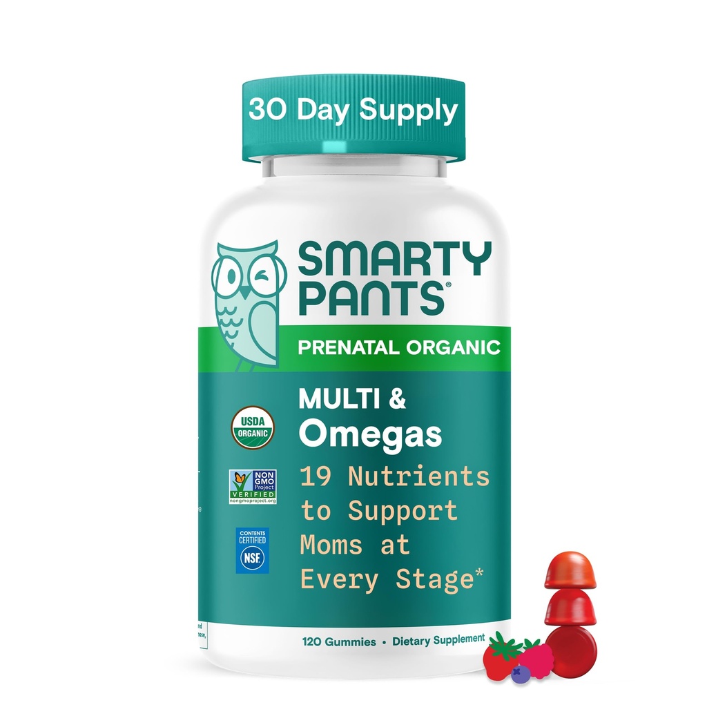 여성을 위한 SmartyPants 유기 전염성 비타민, Multivitamin Gummies: Biotin, Methylfolate, Omega 3 (ALA), 비타민 D3, C, 비타민 B12, B6, A, K2 & 아연, 콜린, 채식주의자, 120 조사 (30 일 공급)