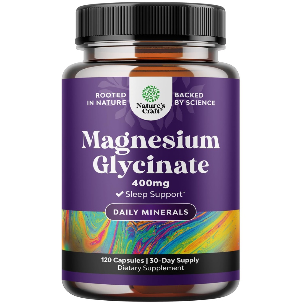 순수한 마그네슘 글리세린 보충교재 400mg 당 서빙 - 무드 수면과 휴식 지원을 위한 성분 400mg를 가진 여자 & 남자를 위한 Vegan 높은 흡수 킬레이트 마그네슘 캡슐 - 120 조사