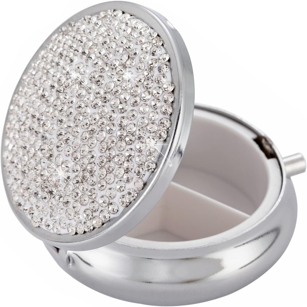 약 주최자 상자 포켓 약국 Bling Travel Pill Case Box for Purse Mini Pill Holder 주최자 작은 알약 용기 for Vitamin(실버)