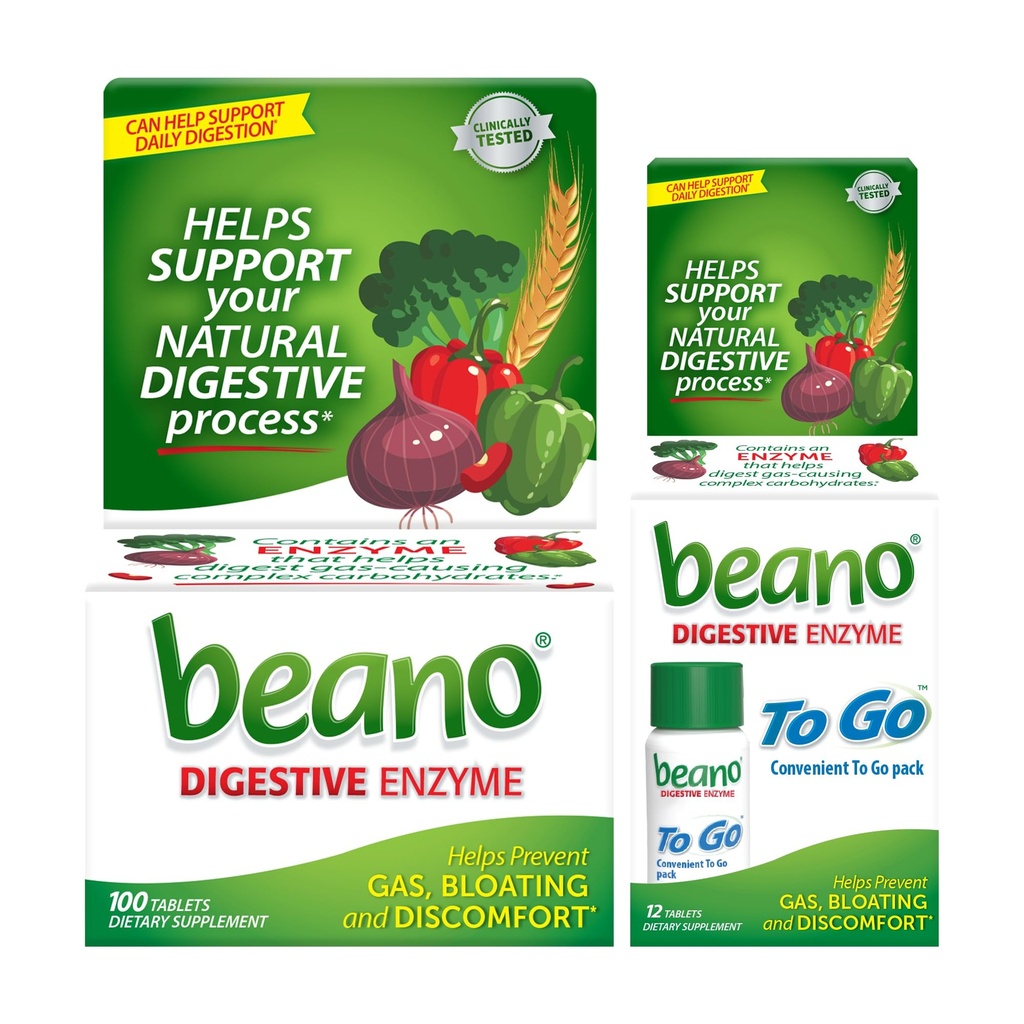 Beano 여분 힘 100ct & beano는 주머니 팩 12ct를 가기 위하여