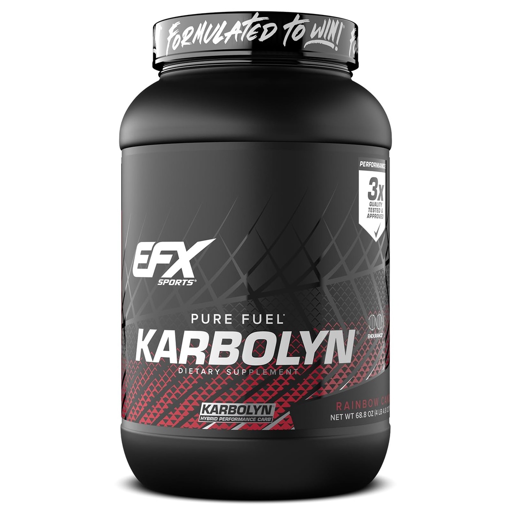 EFX Sports Karbolyn Fuel | 빠른 흡수 탄수화물 분말 | 캐비넷 로드, 지속 에너지, 빠른 회복 | 자극제 무료 | 35 인분 (라인보 캔디)
