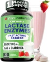 Yuve Natural Fast Acting Dairy Relief Delicious Chewable - Lactase Enzyme 9000 FCC - Lactose Intolerance의 Dairy Discomfort에 Goodbye를 말하십시오 - 딸기 크림 맛 - 30ct