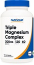 Nutricost Triple Magnesium Complex (300mg, 120 캡슐) - Di-Magnesium Malate, Bisglycinate 및 Citrate, 60 서빙