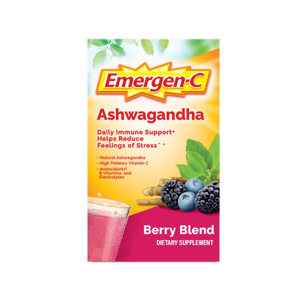 Emergen-C 비타민 C Ashwagandha 음료 혼합, 면역 지원을위한 다이어트 보충, 베리 혼합, 학교에 다시 - 18 조사
