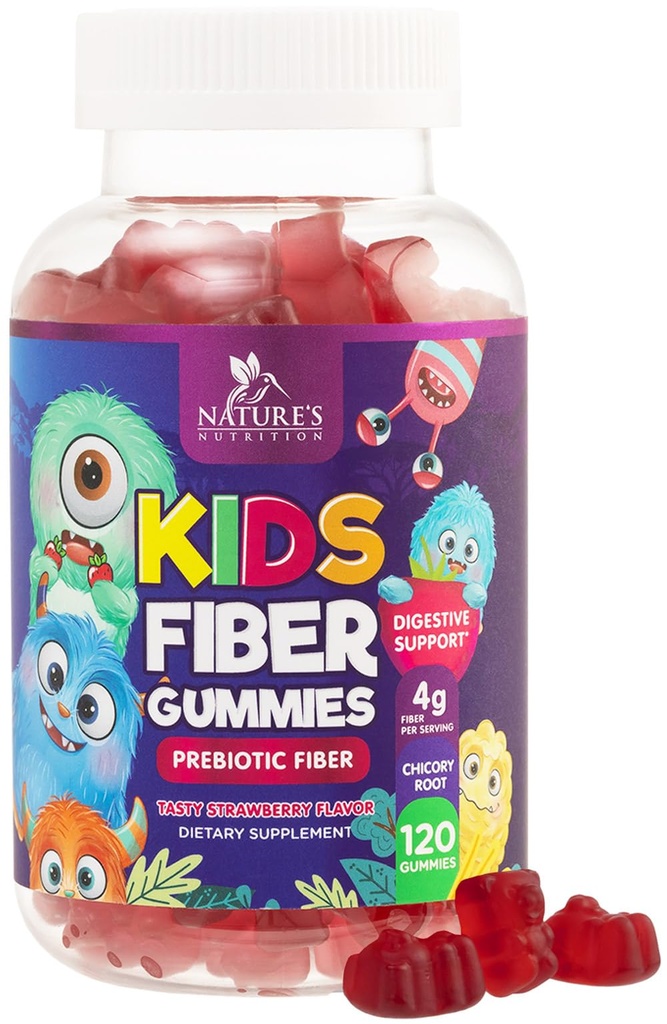 아이를 위한 섬유 Gummies, 매일 4g 거미 섬유 보충교재, Prebiotic Digestive 건강 지원 - 성격의 식물에 근거한 수용성 섬유, 지원 일정한 & 아이 비 GMO를 위한 소화 - 120 Gummies