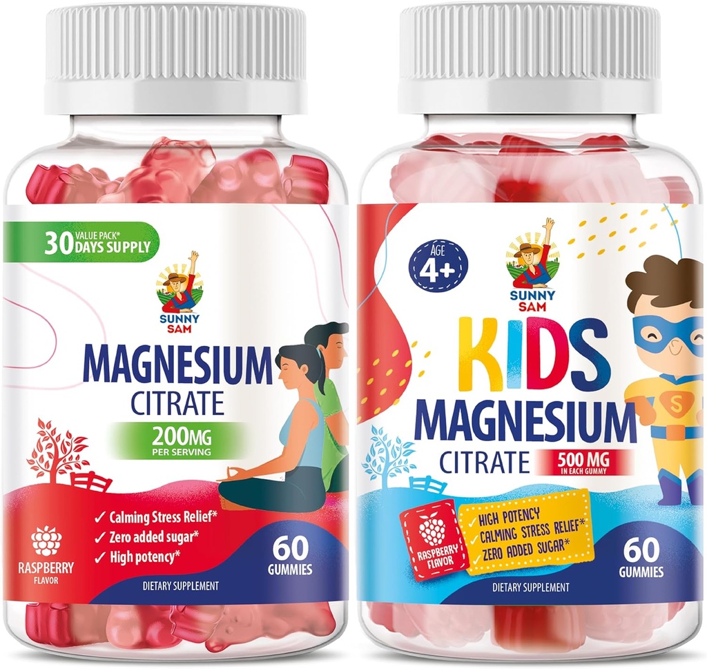 어린이 및 성인을위한 마그네슘 Gummies - 500mg - Calm 마그네슘 Chews - 무드 및 근육 지원을위한 마그네슘 Citrate Chewable Supplement