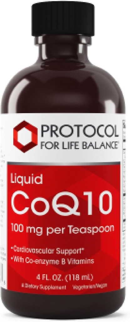 생명 균형 액체 CoQ10 - 심장 건강 - 산화 방지제 영양 보충 - 비타민 B6 & B12 - NAD & D-Ribose - 에너지 생산 - 4 fl oz
