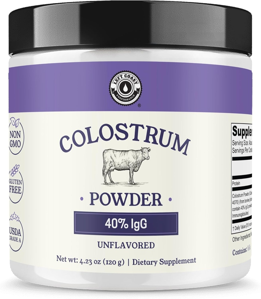 Colostrum 분말 40% IgG – 미국 Immune 지원, Gut 건강, 근육 회복 및 전반적인 웰빙을 위한 Sourced Bovine Colostrum 보충교재 - 단 하나 성분, 첨가물 없음, 비 GMO - 60 서빙