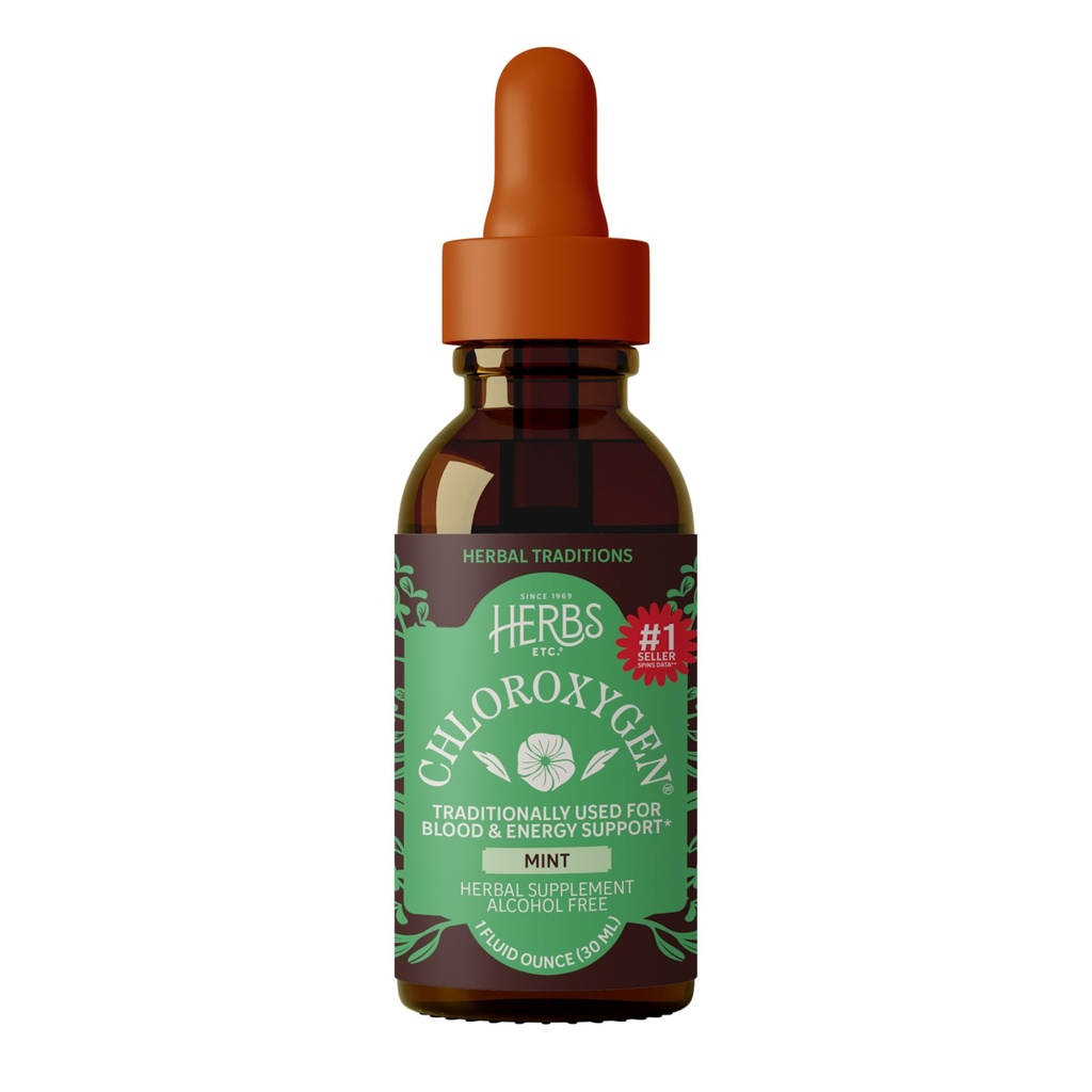 허브 등 ChlorOxygen Chlorophyll 농축 - 고농도 에너지 지원 - 건강한 혈액 순환 - 자연 활력 지원 - 알코올 - 1 fl oz, Mint (약 66 서빙)