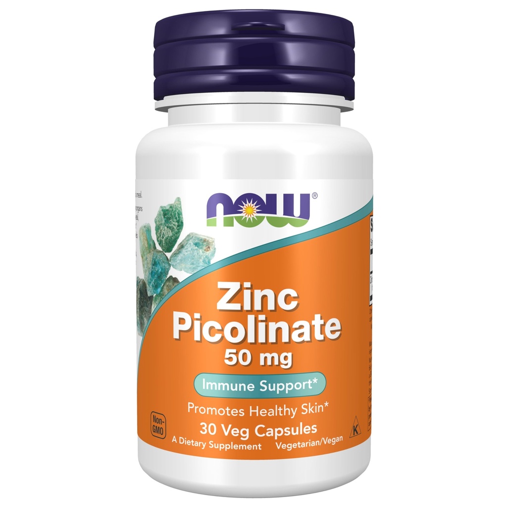 지금 식품 보충제, 아연 Picolinate 50 mg, Enzyme Functions*, 면역 지원 *, 30 Veg 캡슐 지원