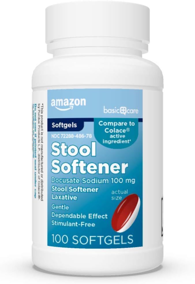 기본적인 배려 발판 연화제, Docusate 나트륨 100 mg의 변비 기복을 위한 Softgels, 100 조사