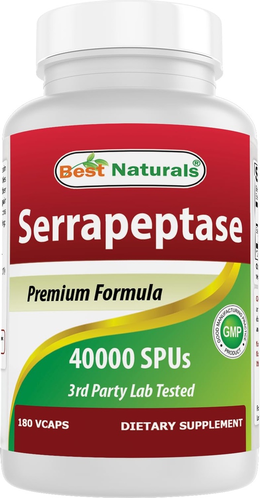 제일 자연적인 Serrapeptase 40000 SPUs 180 캡슐