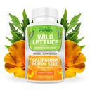 Parker Naturals Wild Lettuce Extract & California Poppy Seed Supplement, 건강한 수면 및 구호 지원을위한 2 방법 프리미엄 힘 초본 보충, 120 캡슐