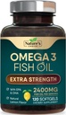 오메가 3 물고기 기름 보충교재 2400 mg - 세 배 힘 EPA & DHA 물고기 기름 오메가 3의 정유 Softgels, 뇌 & 심장 건강 지원 보충교재, 글루텐 자유로운 비 GMO, 120 Softgels