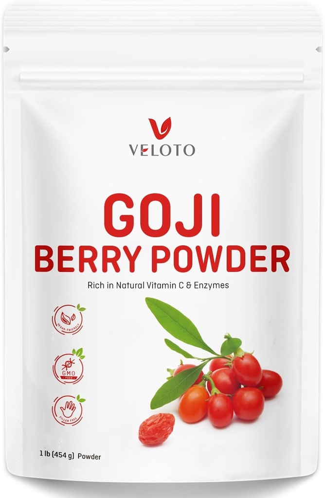 Goji Berry Powder, Wolfberry Extract 10 : 1 순수 Goji Berry 초본 추출물 분말, 자연 비타민 C 산화 방지제, 비 GMO, 글루텐 - 무료, 황산염 무료, 1lb (16Oz)