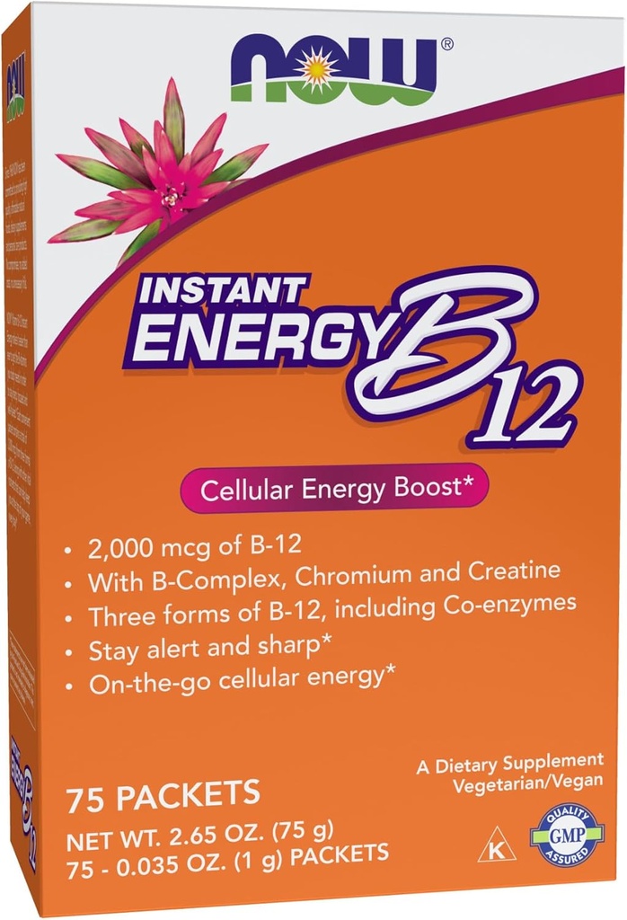 지금 보충 교재, 즉시 에너지 B-12 (포장 당 B-12의 2,000 mcg), 세포 에너지 Boost*, 75의 소포