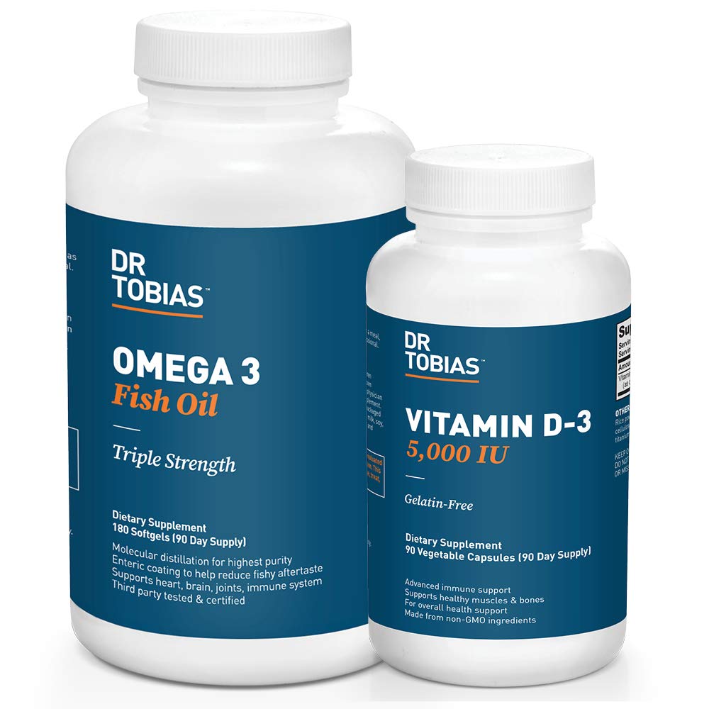 Tobias Omega 3 물고기 기름과 비타민 D-3는 전반적인 건강을 승진시킵니다 - 3 달 공급