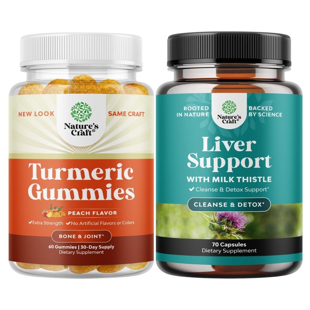 Turmeric Curcumin Immune Support Gummies 및 Liver Cleanse Detox & Repair Formula - 합동 지원 및 고급 스킨 케어 - 우유 이틀 다 델리 뿌리 심황과 Artichoke Extract