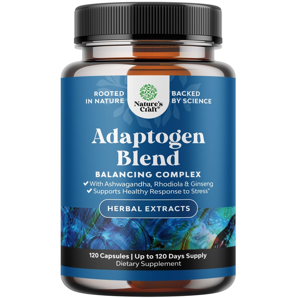 초본 Adaptogen 계류 지원 보충교재 - Ashwagandha Rhodiola Rosea & Maca 뿌리를 가진 긴장 & Cortisol 관리를 위한 Adaptogens 보충교재 - Vegan 비 GMO & 주간 친절한 -120ct