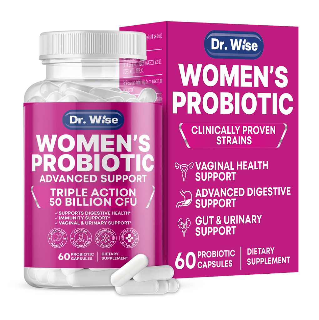 여성 프로 바이오 틱 50 억 CFU - 소화, 부유 한 구호, 질 냄새 및 pH 밸런스 지원 – Urinary Tract & Gut Health – 임상 연구 Strains – Non-GMO, 60 캡슐