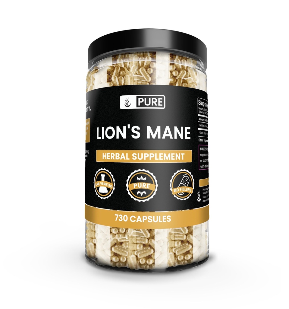 PURE ORIGINAL INGREDIENTS 사자 Mane (730 캡슐) 마그네슘 또는 쌀 필러 없음, 항상 순수, 실험실 검증