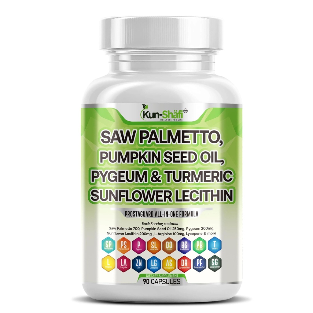 스팅 Nettle, Pygeum, Pumpkin Seed, Sunflower Lecithin, Turmeric & Ashwagandha와 함께 Palmetto를 보았습니다. Lycopene & Vitamin D3 - 90 캡슐이있는 남성 지원
